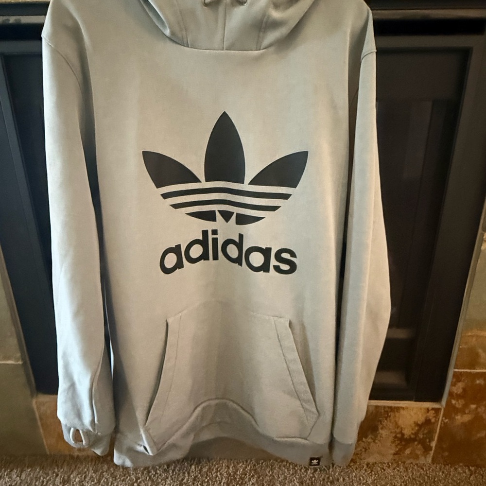 adidas Sage Green Hoodie with Black Trefoil Logo